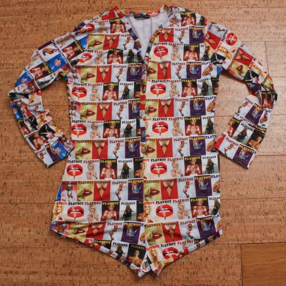 PLAYBOY Pants - Playboy x Yandy Romper Women 2X Magazine All Over Print